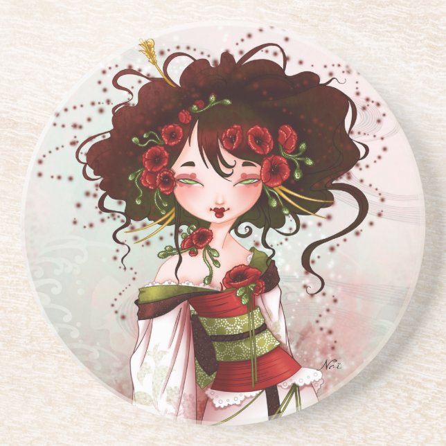 Geisha Coquelicot Untersetzer (Vorne)