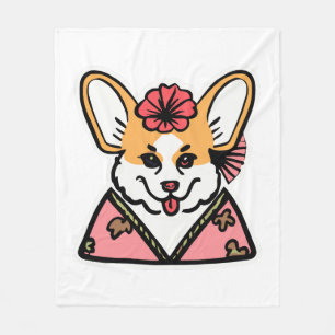 Geisha Corgi Dog Lover Welsh Fleecedecke