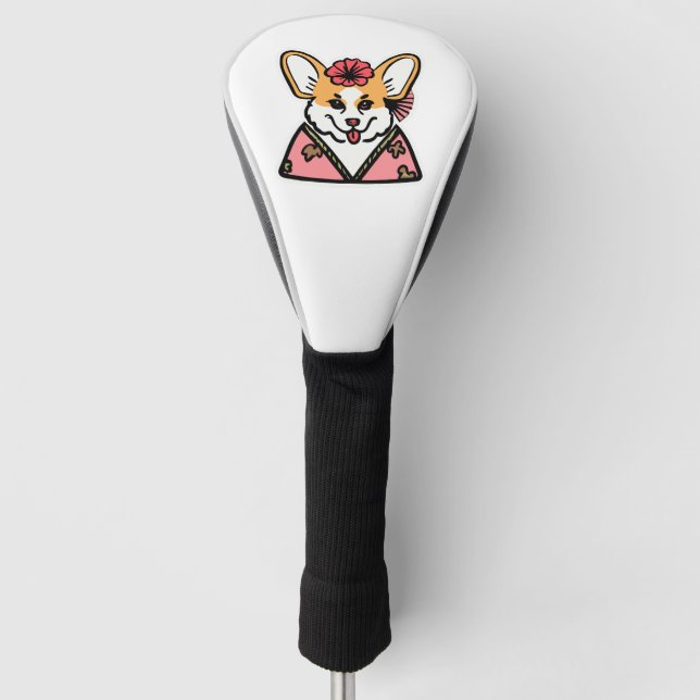 Geisha Corgi Dog Lover Welsh Golf Headcover (Vorderseite)