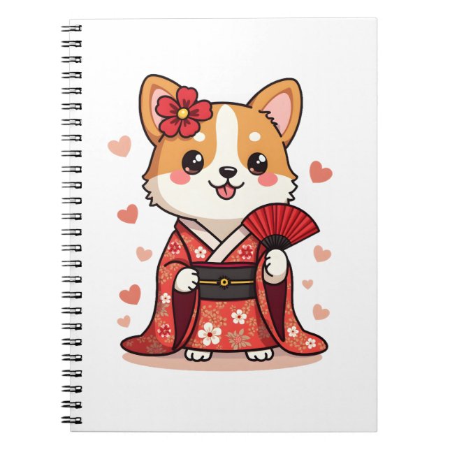 Geisha Corgi Dog Lover Welsh Notizblock (Vorderseite)