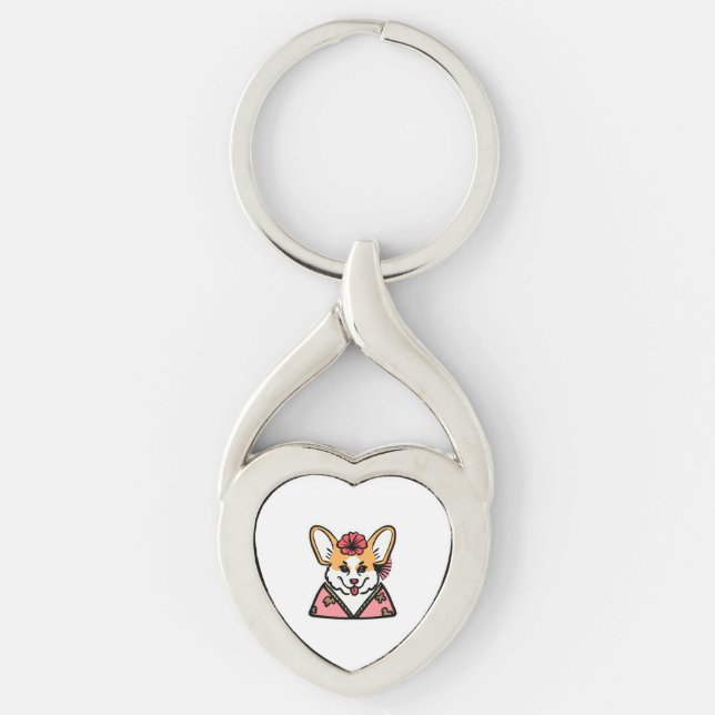 Geisha Corgi Dog Lover Welsh Schlüsselanhänger (Vorderseite)
