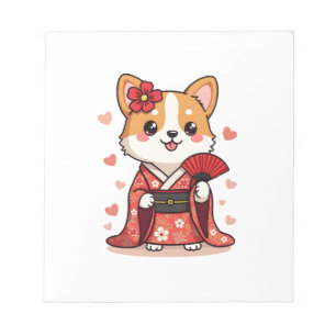 Geisha Corgi Hundeliebhaber Welsh Notizblock