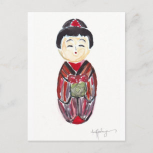 Geisha Doll Postcard Postkarte
