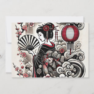Geisha Elegance Flat Holiday Card Feiertagskarte