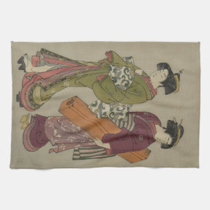 Geisha et employé portant sa serviette de cuisine