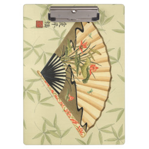 Geisha Fan mit Blätter und Blumendruck Klemmbrett