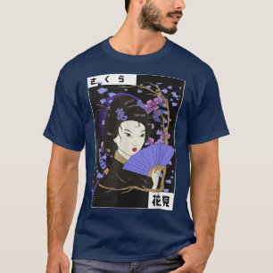 Geisha Girl Sakura Cherry Blossom Japan Kunst Kult T-Shirt