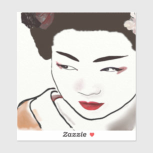 Geisha Girl Watercolor Aufkleber
