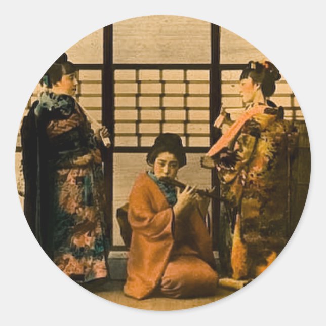 Geisha Girls Magic Lantern Slide Runder Aufkleber (Vorderseite)