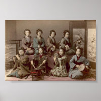 Geisha Girls spielen Musikinstrumente