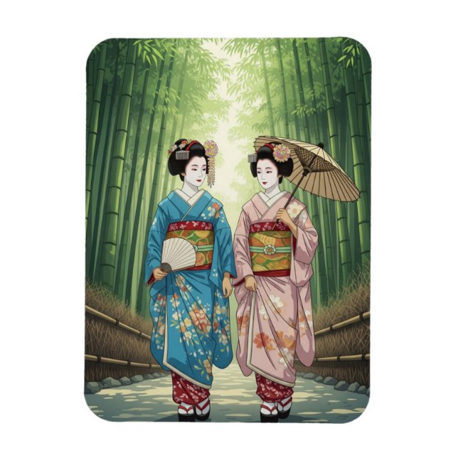 Geisha in Arashiyama Japan Kyoto Magnet (Vertikal)