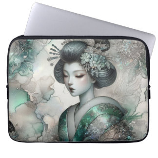 Geisha in Green Design Serie #2 Laptopschutzhülle