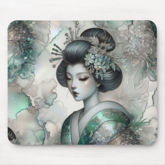 Geisha in Green Design Serie #2 Mousepad (Vorne)
