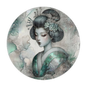 Geisha in Green Design Serie #2 Schneidebrett