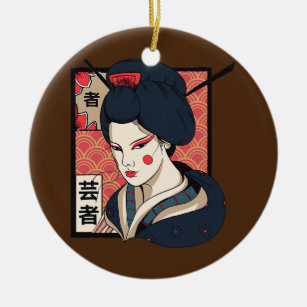 Geisha Japanisch Kawaii Girl in Kimono Geisha Girl Keramik Ornament