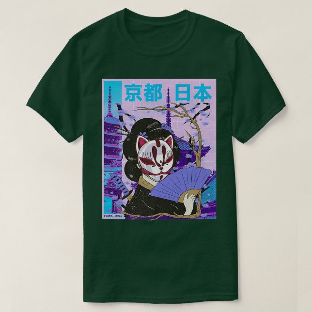 Geisha Japanisch Kawaii Sakura Cherry Blossom Samu T-Shirt (Design vorne)
