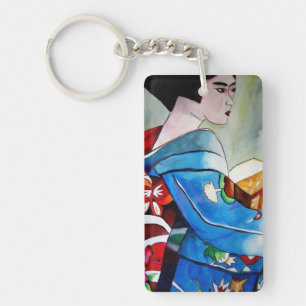 Geisha japonais avec kimono bleu