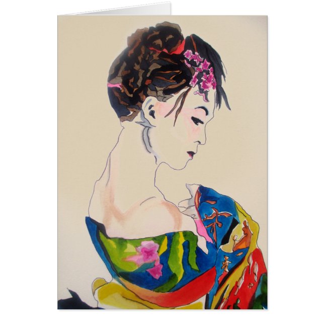 Geisha japonais avec kimono bleu (Devant)