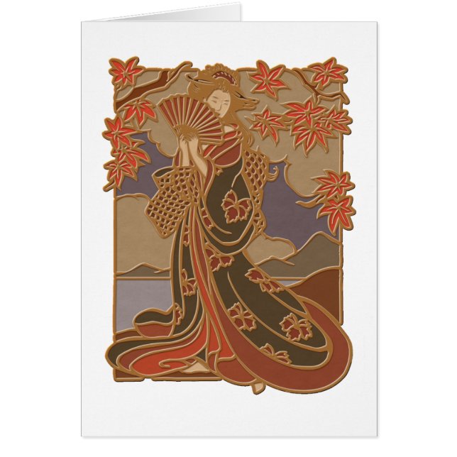 Geisha japonais en Kimono Asiatique Bambou Art (Devant)