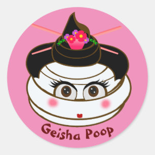 Geisha Kacke Emoji Runder Aufkleber