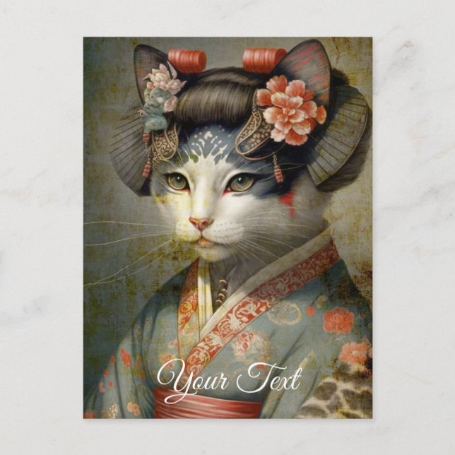 Geisha Katze. Personalisiere. Postkarte (Vorderseite)