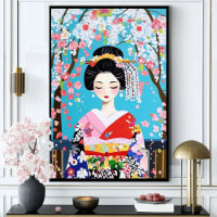 Geisha Kimono Cherry Blossom japanische Wall Art