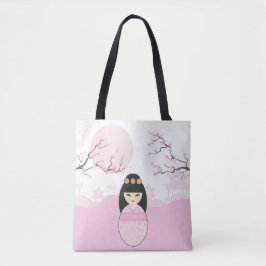 Geisha Kokeshi Doll  on Typical Japanese Landscape Tasche