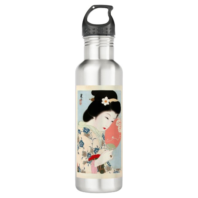 Geisha Lady Art Edelstahlflasche (Vorderseite)