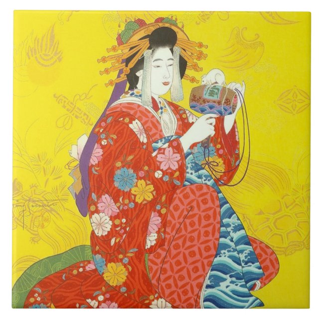 Geisha Lady Keramik Tile Fliese (Vorderseite)