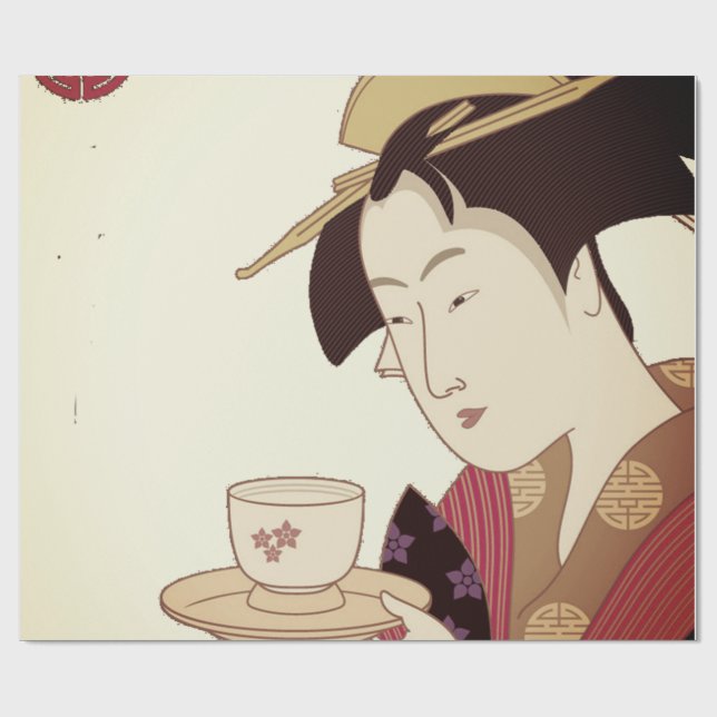 Geisha-Mädchen  Geschenkpapier (Flach)