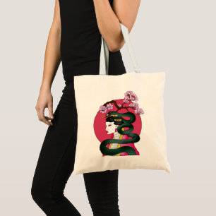 Geisha Mädchen und Schlange Tragetasche