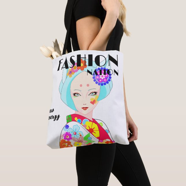 Geisha mit Blume Pop Art Tasche (Von Nahem)