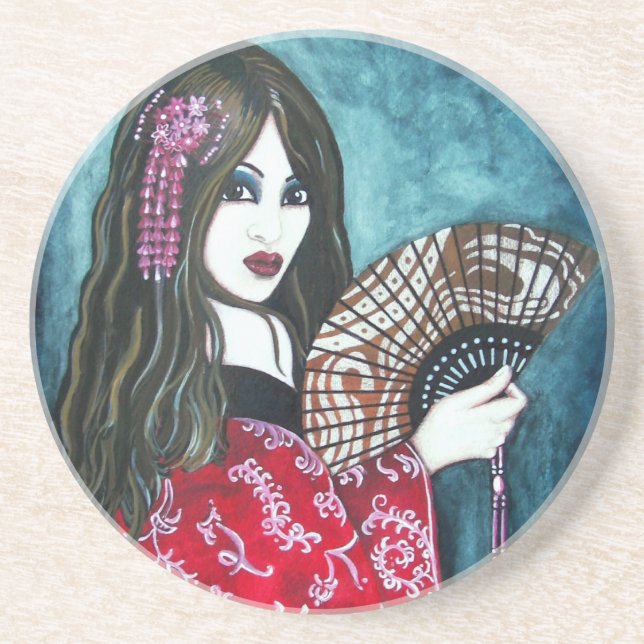 Geisha mit Fächer Untersetzer (Vorne)