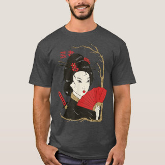 Geisha mit Red Fan 439 T-Shirt