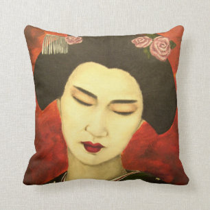 Geisha mit Rosen Kissen
