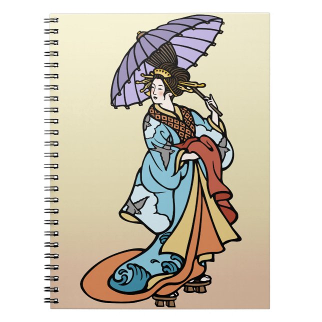 Geisha mit Sonnenschirm Notizblock (Vorderseite)