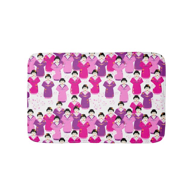 Geisha Pink Cherry Blossom Japanische Tradition Badematte (Vorderseite)