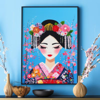 Geisha Portrait Cherry blüht japanische Wall Art