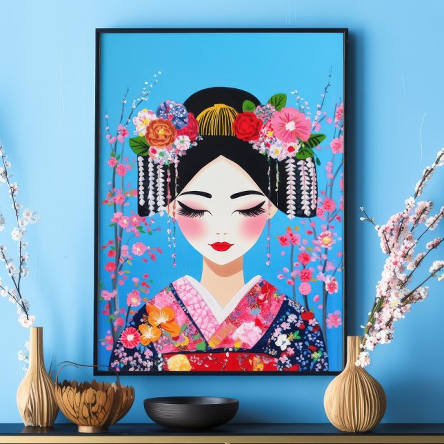 Geisha Portrait Cherry blüht japanische Wall Art Poster (Von Creator hochgeladen)