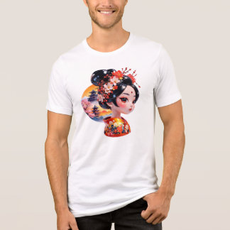 Geisha-Porträt Einzigartige künstlerische Blumen-S Tri-Blend Shirt