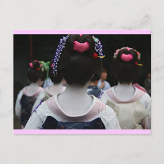 Geisha - rosa Grenze Postkarte