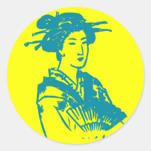 Geisha Runder Aufkleber
