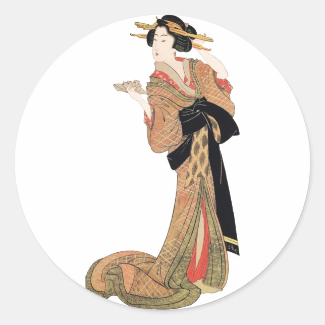 Geisha Runder Aufkleber (Vorderseite)
