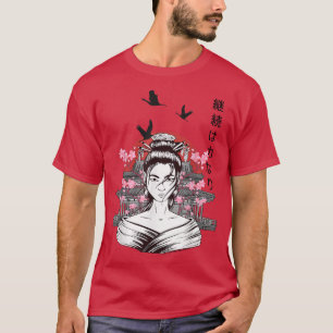 Geisha Sakura Cherry Blossom Geisha Girl Japanisch T-Shirt