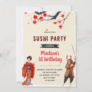 Geisha Samurai Sushi-Party Einladung