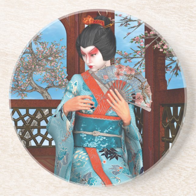 Geisha Sandstein Untersetzer (Vorne)