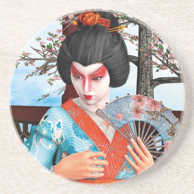 Geisha Sandstein Untersetzer (Vorne)