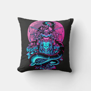 Geisha Tattoo Pink und schwarz Kissen