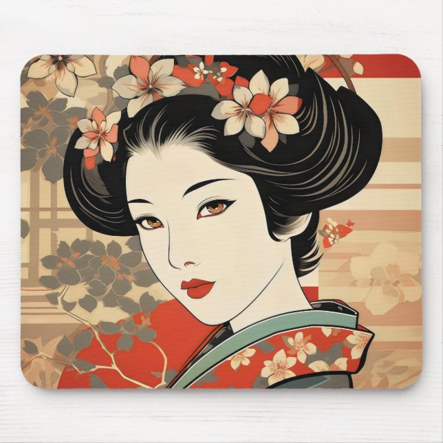 Geisha Traditional Ukiyo-e Mousepad (Vorne)