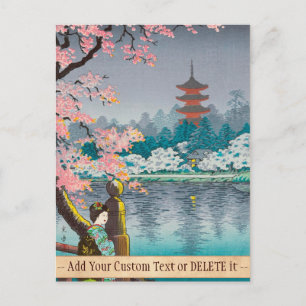 Geisha und Cherry Tree, Ueno Park japanische Lands Postkarte